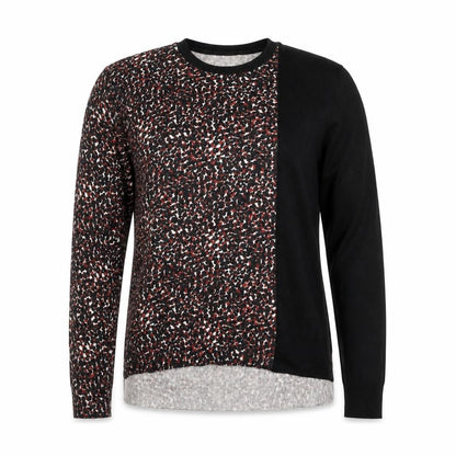 Front view of Long Tall Sally Women's Multicoloured Animal Print Knit Blouse, size S, Tall