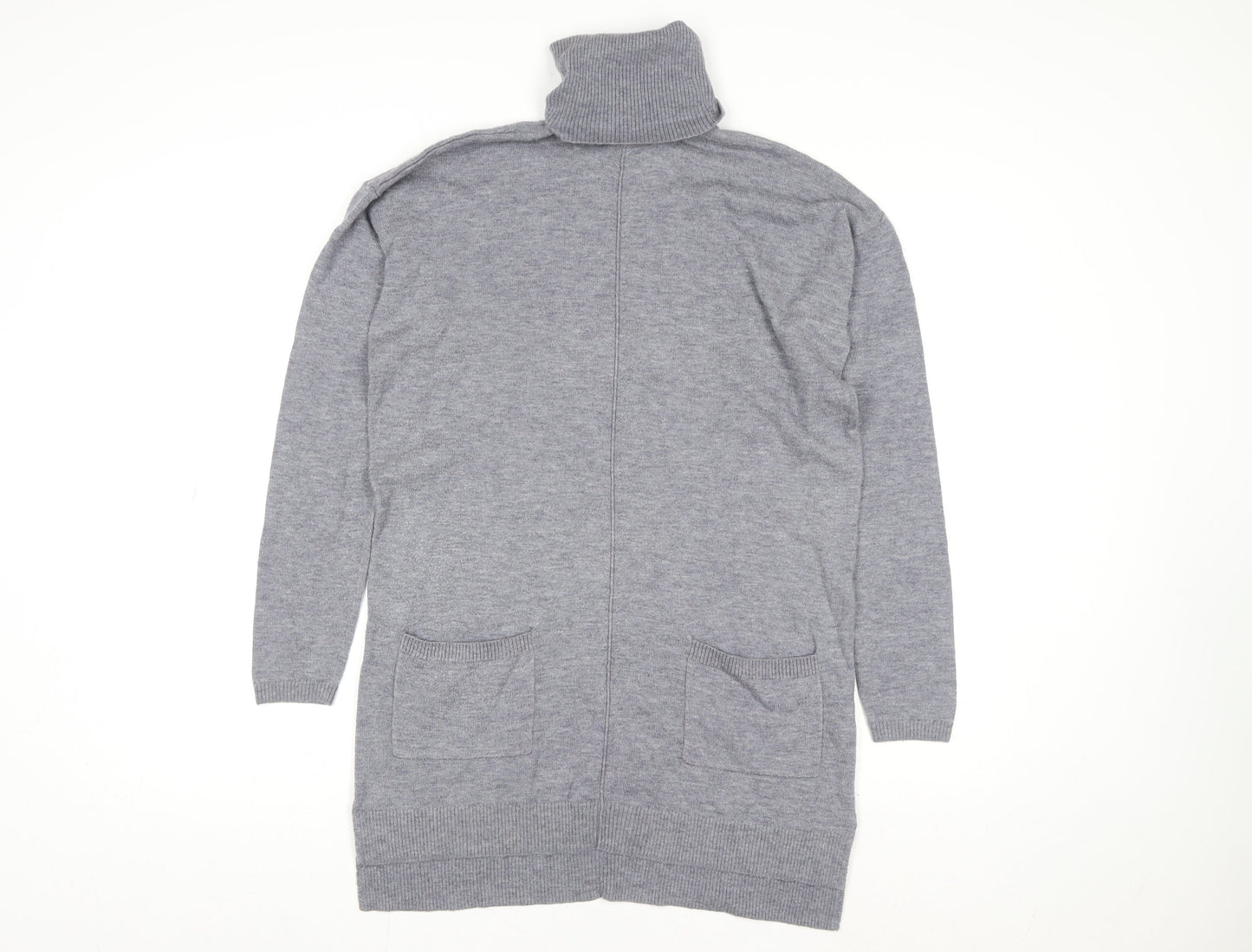 Fat Face Women’s Grey Wool Knit Roll Neck Jumper Dress Size 10