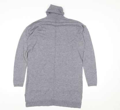 Fat Face Women’s Grey Wool Knit Roll Neck Jumper Dress Size 10