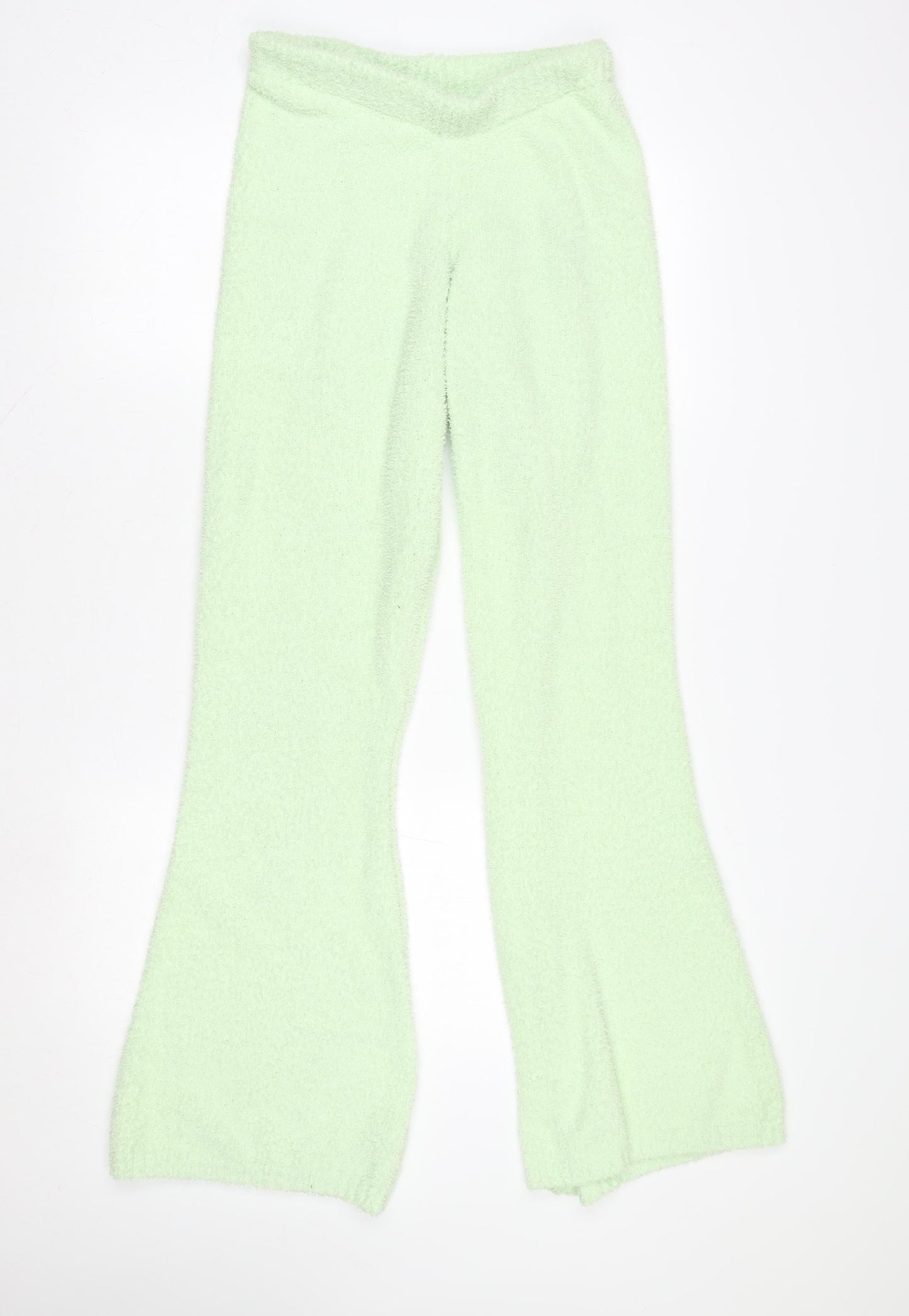 Oh Polly Women Mint Green Flared Fleece Trousers Medium