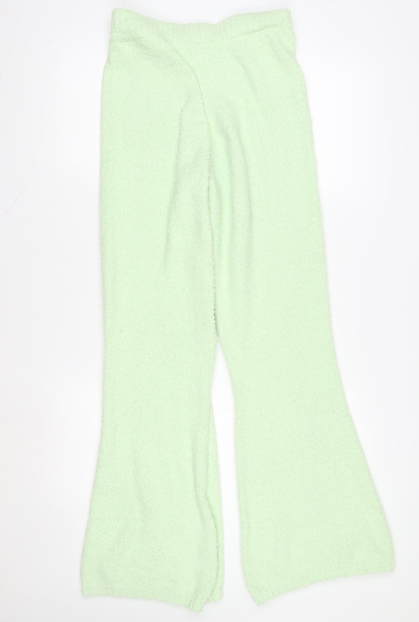 Oh Polly Women Mint Green Flared Fleece Trousers Medium