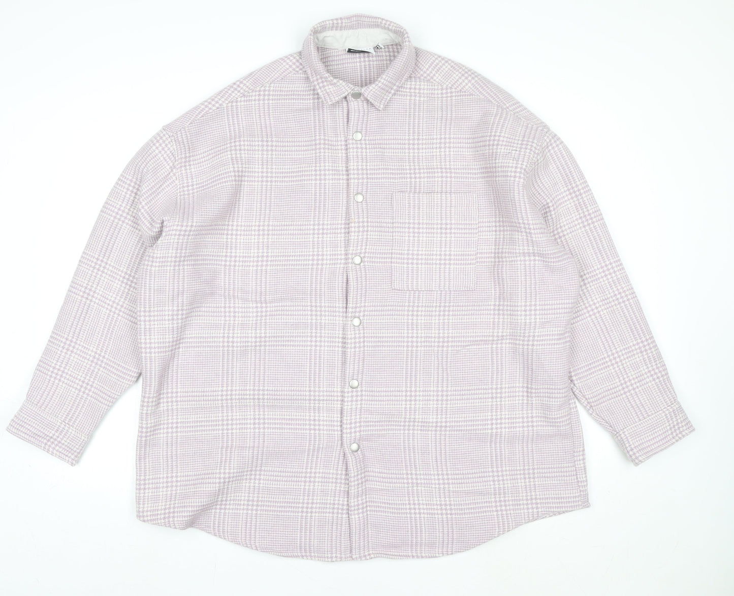 ASOS Design Women Pink Check Shacket Jacket M Relaxed Fit