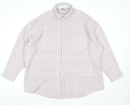 ASOS Design Women Pink Check Shacket Jacket M Relaxed Fit