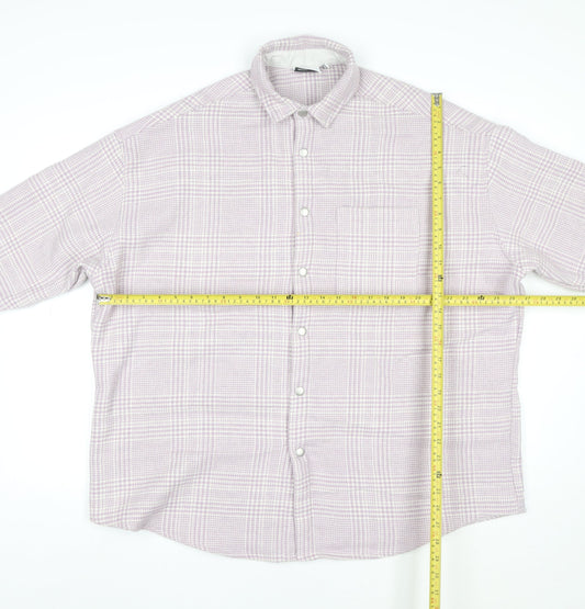 ASOS Design Women Pink Check Shacket Jacket M Relaxed Fit