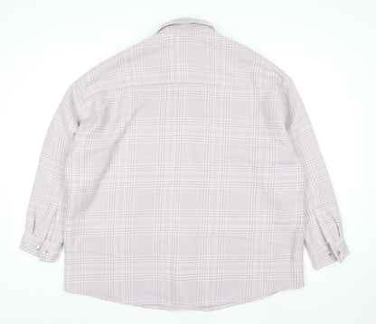 ASOS Design Women Pink Check Shacket Jacket M Relaxed Fit