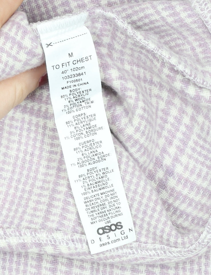 ASOS Design Women Pink Check Shacket Jacket M Relaxed Fit