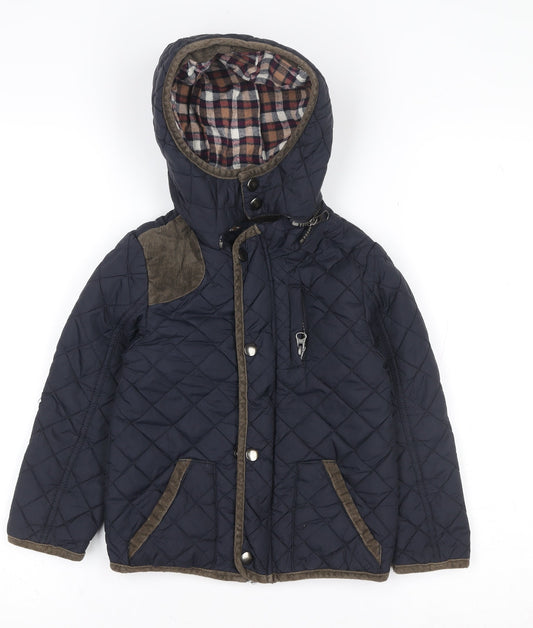 Tu Boys Blue Quilted Hooded Mid-Length Jacket 3-4 Years