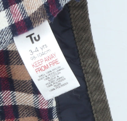 Tu Boys Blue Quilted Hooded Mid-Length Jacket 3-4 Years