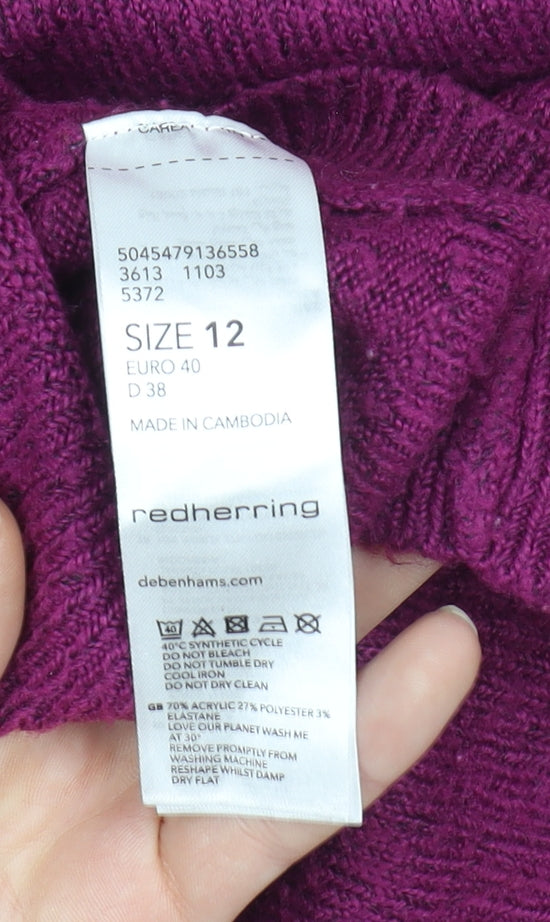 Womens UK Size 12 Red Herring Purple Pullover Jumper