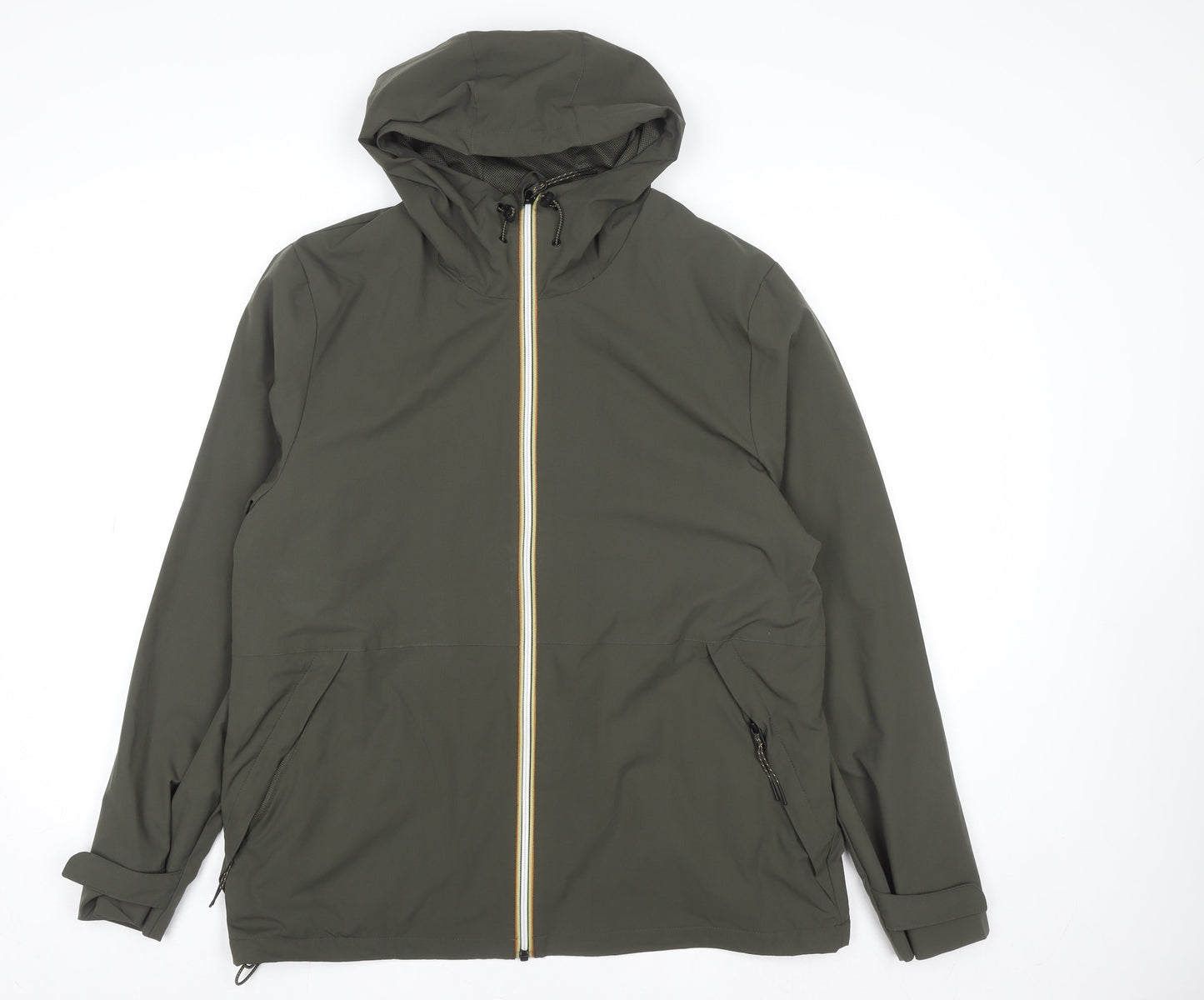 F&F Men's Green Hooded Softshell Rain Jacket L 42in Polyester