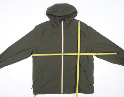 F&F Men's Green Hooded Softshell Rain Jacket L 42in Polyester