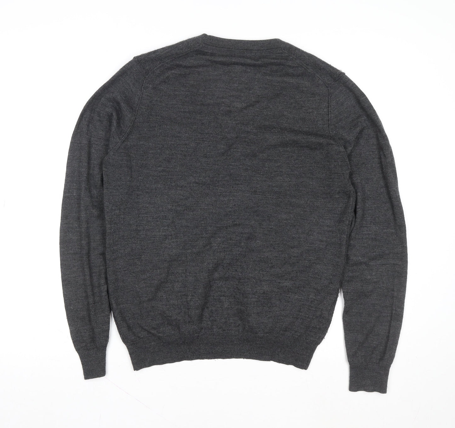 Mango Men Grey Wool Cardigan L V-Neck Classic Knit