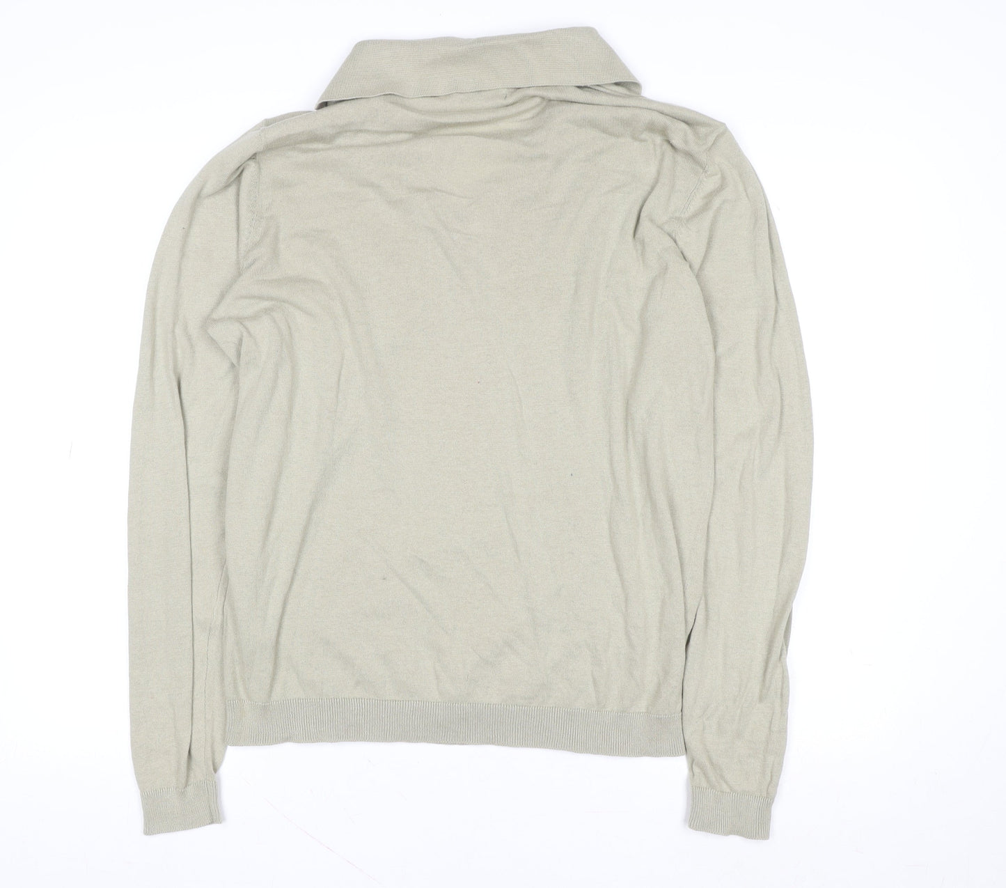 ASOS DESIGN Men's Beige Long Sleeve Cotton Polo Shirt M