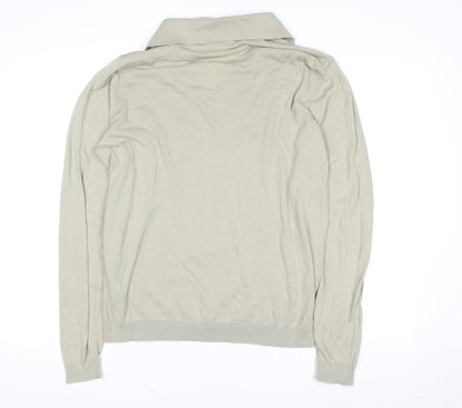 ASOS DESIGN Men's Beige Long Sleeve Cotton Polo Shirt M