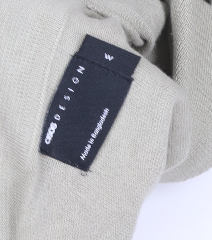 ASOS DESIGN Men's Beige Long Sleeve Cotton Polo Shirt M