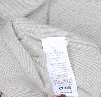 ASOS DESIGN Men's Beige Long Sleeve Cotton Polo Shirt M