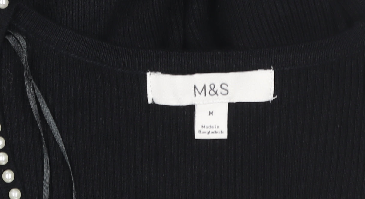 Womens UK Size M Marks and Spencer Black Basic Blouse
