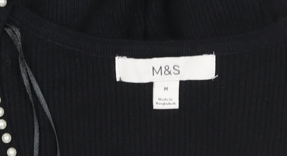 Womens UK Size M Marks and Spencer Black Basic Blouse