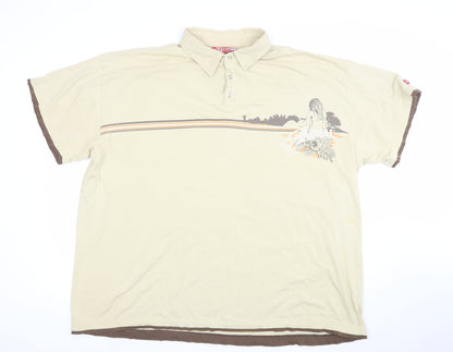 Animal Men's Beige 3XL Cotton Graphic Collared Polo Shirt