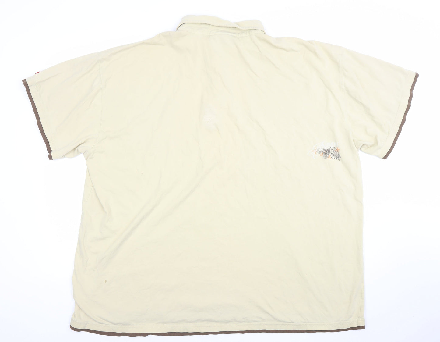 Animal Men's Beige 3XL Cotton Graphic Collared Polo Shirt