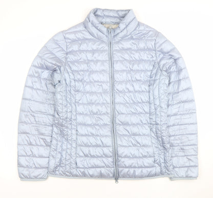 Betty Barclay Women Blue Quilted Puffer Jacket Size 14 Lightweight