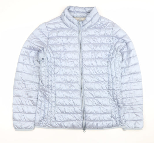 Betty Barclay Women Blue Quilted Puffer Jacket Size 14 Lightweight