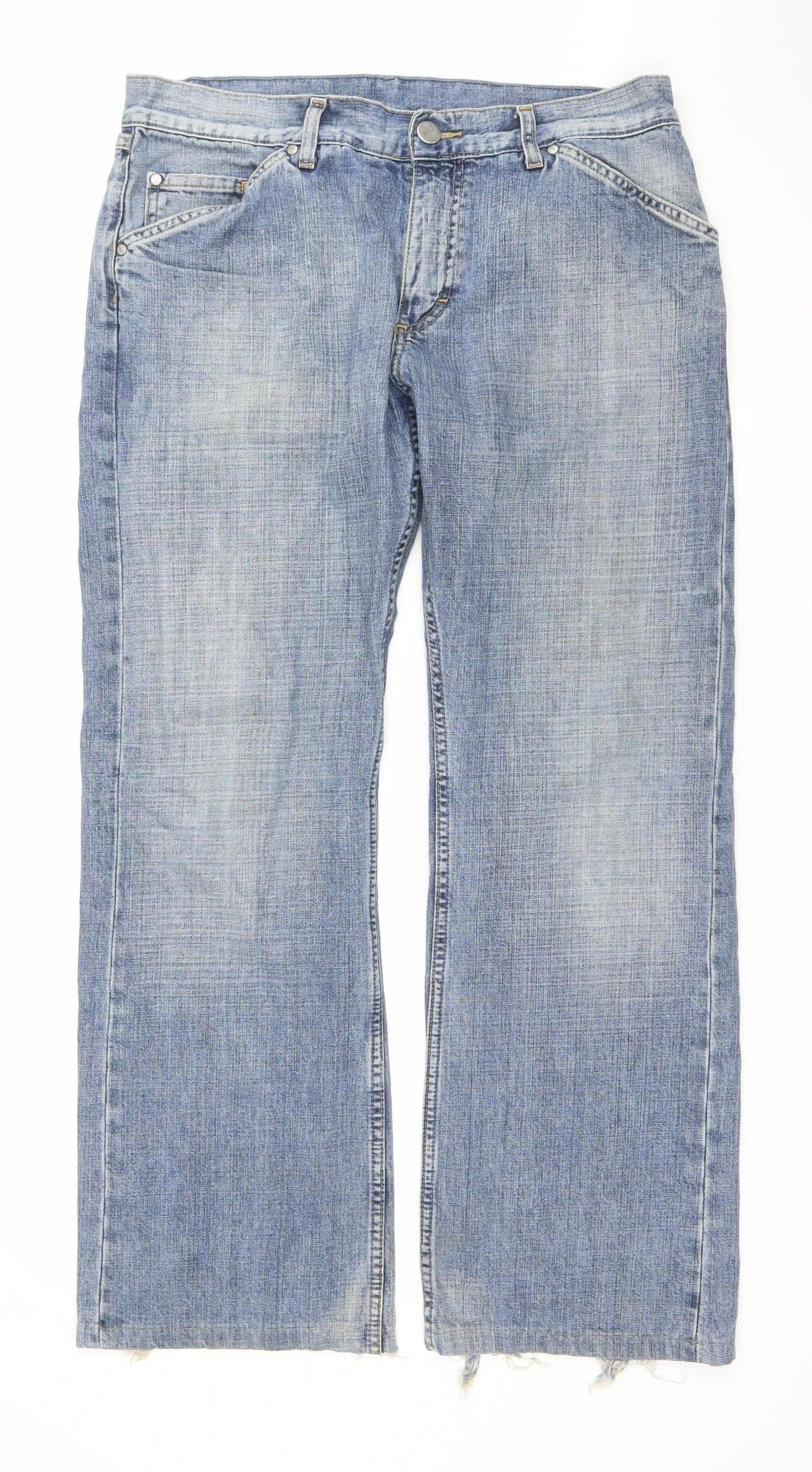 Mustang Men's Blue 34/32 Bootcut Stone Wash Denim Jeans