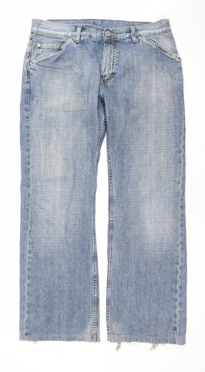 Mustang Men's Blue 34/32 Bootcut Stone Wash Denim Jeans