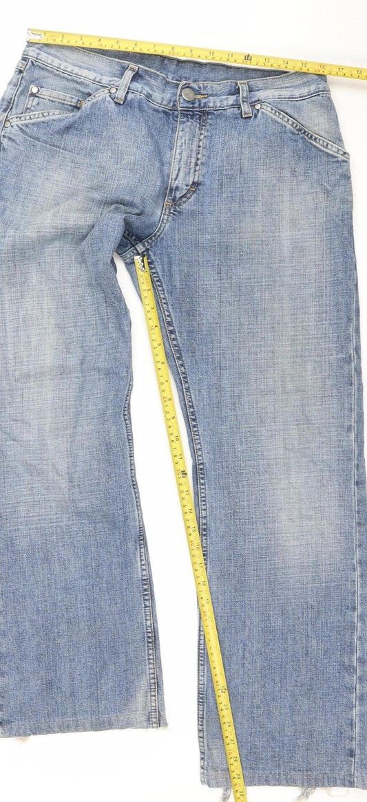 Mustang Men's Blue 34/32 Bootcut Stone Wash Denim Jeans