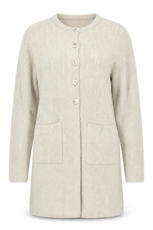 Womens UK Size M Miyoko Beige Cardigan Jumper