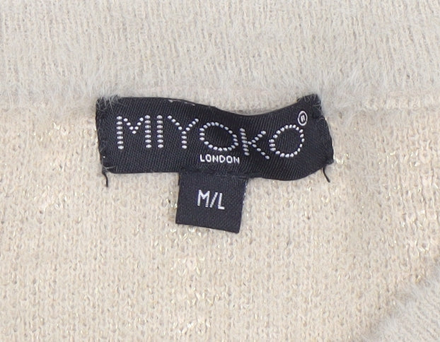Womens UK Size M Miyoko Beige Cardigan Jumper