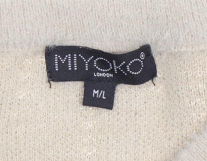Womens UK Size M Miyoko Beige Cardigan Jumper
