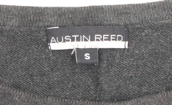 Austin Reed Women's Black Grey Striped Cotton 3/4 Sleeve Jumper S