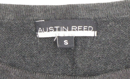 Austin Reed Women's Black Grey Striped Cotton 3/4 Sleeve Jumper S