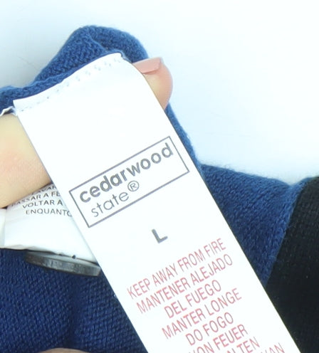 Cedarwood State Men's Blue Cotton V-Neck Cardigan Size L