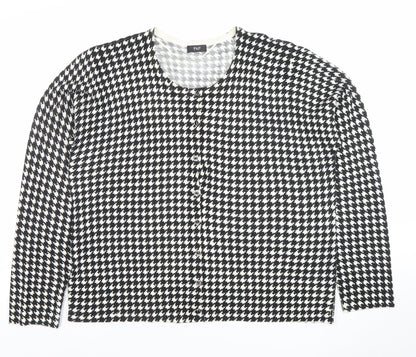 F&F Women's Black & White Houndstooth Long Sleeve Cardigan Size 22