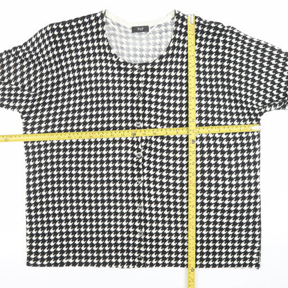 F&F Women's Black & White Houndstooth Long Sleeve Cardigan Size 22