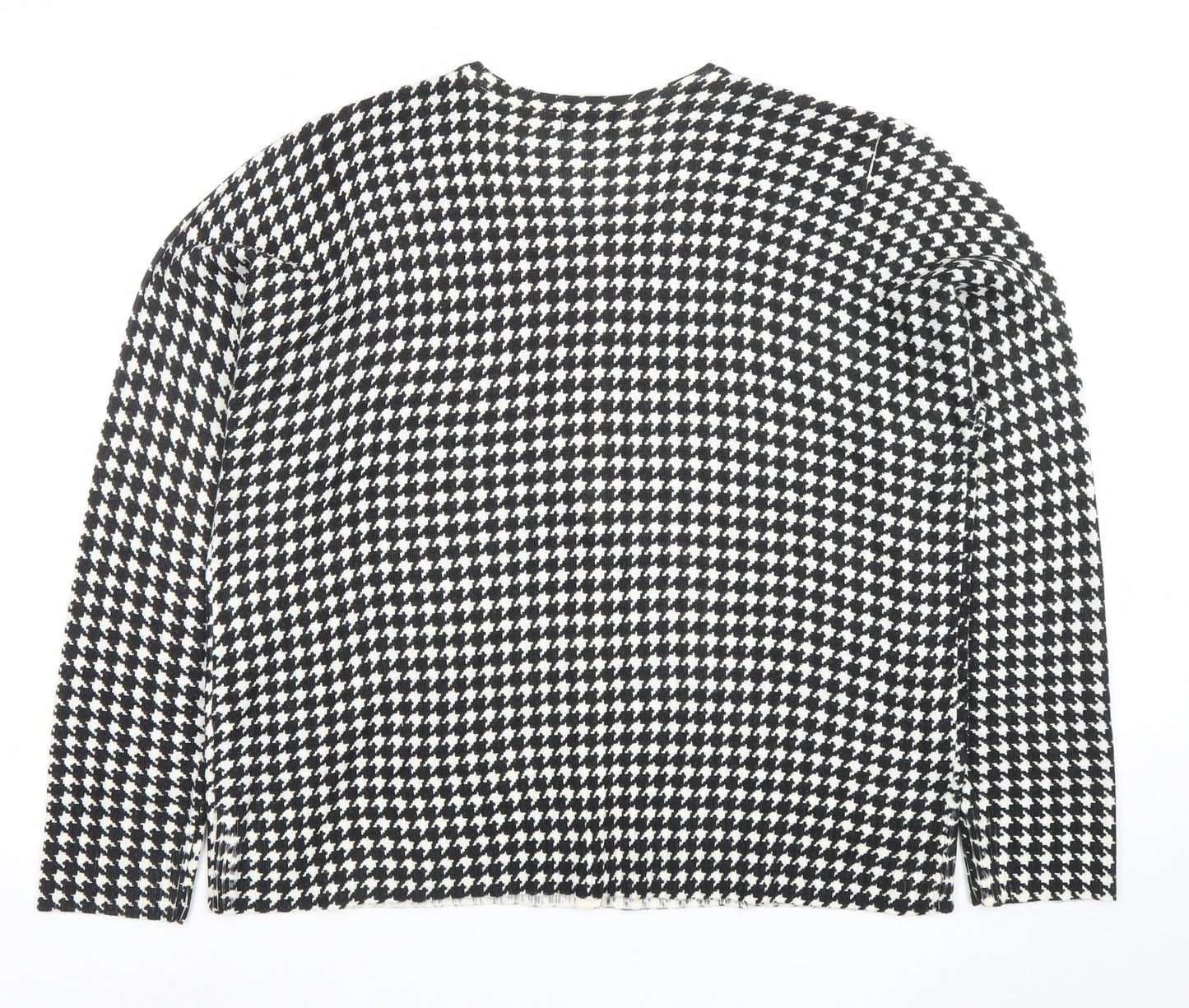 F&F Women's Black & White Houndstooth Long Sleeve Cardigan Size 22