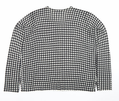 F&F Women's Black & White Houndstooth Long Sleeve Cardigan Size 22
