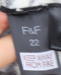 F&F Women's Black & White Houndstooth Long Sleeve Cardigan Size 22