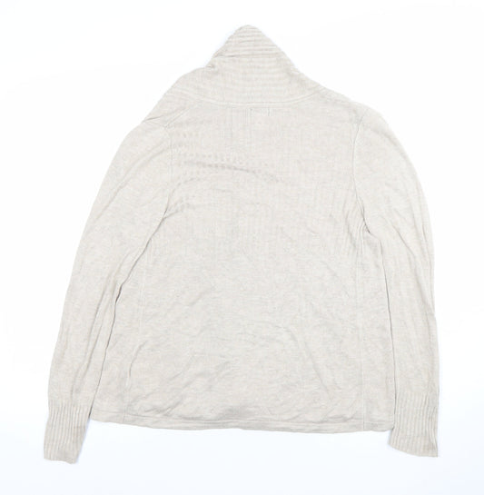 H&M Women Beige Viscose Cardigan Jumper Size 8 Long Sleeve Lightweight