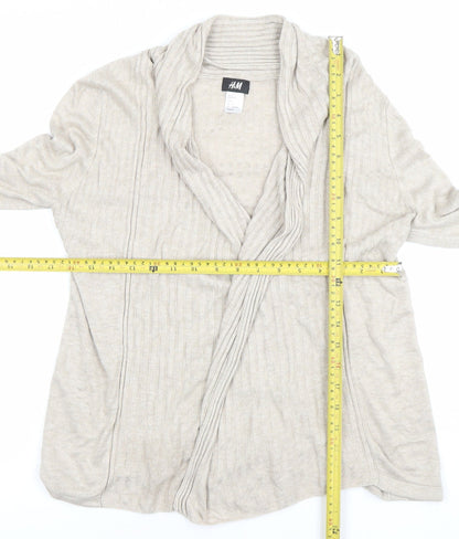 H&M Women Beige Viscose Cardigan Jumper Size 8 Long Sleeve Lightweight