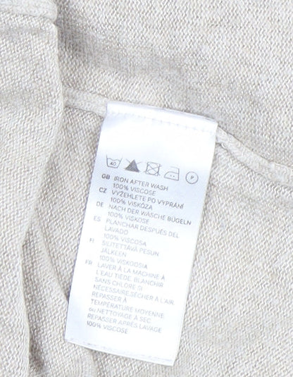 H&M Women Beige Viscose Cardigan Jumper Size 8 Long Sleeve Lightweight