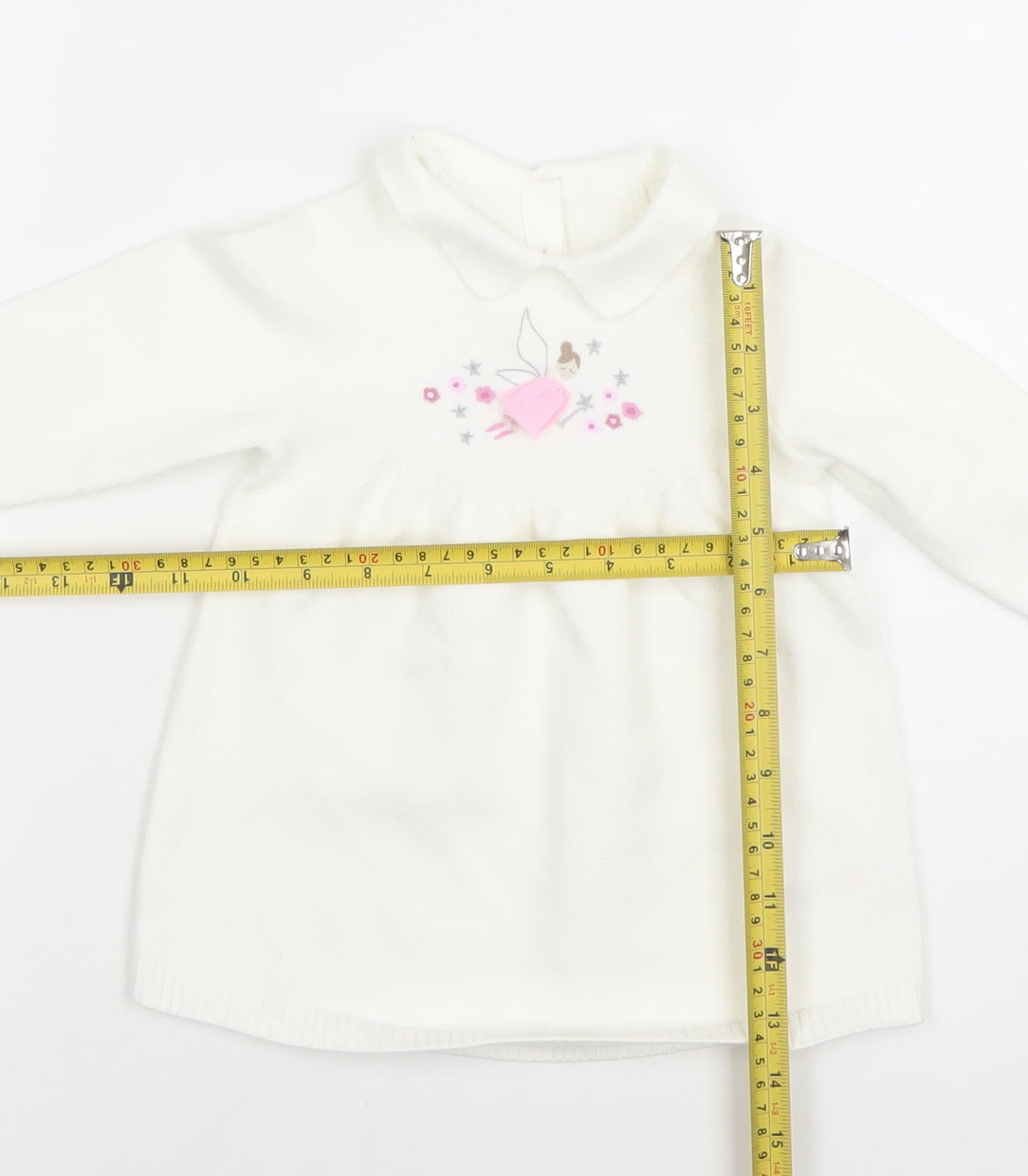 Little Nutmeg Girls White Collared Knit Fairy Dress 9-12 Months