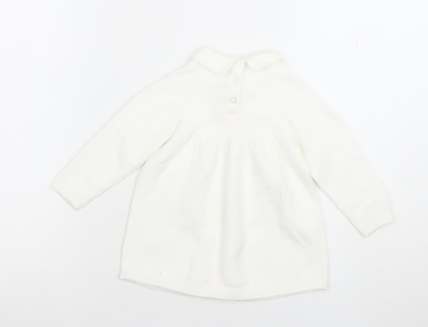 Little Nutmeg Girls White Collared Knit Fairy Dress 9-12 Months