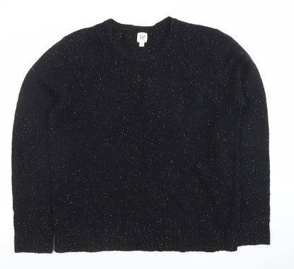 GAP Womens Black L Crew Neck Wool Cotton Knit Jumper