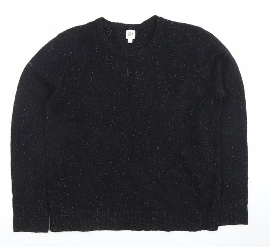 GAP Womens Black L Crew Neck Wool Cotton Knit Jumper