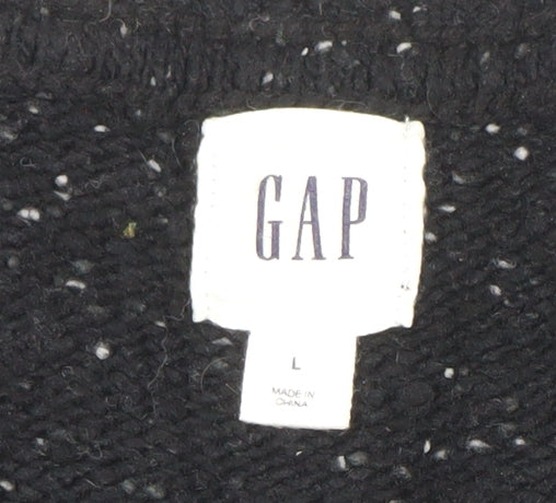 GAP Womens Black L Crew Neck Wool Cotton Knit Jumper