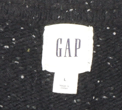 GAP Womens Black L Crew Neck Wool Cotton Knit Jumper