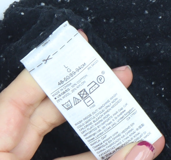 GAP Womens Black L Crew Neck Wool Cotton Knit Jumper